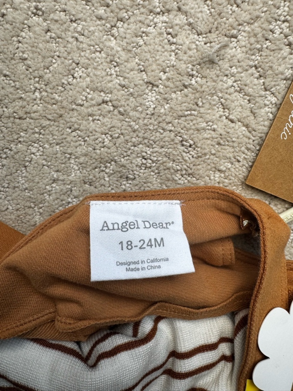 NWT Angel Dear Rust Brown Romper with Cream and Brown Striped Tee - 18-24M - Picture 2 of 8